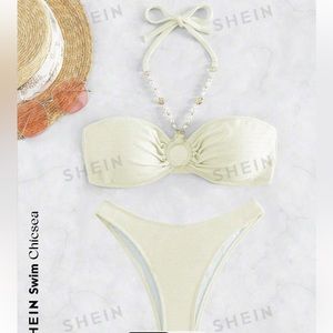 SHEIN Swim Chicsea Ring Linked Halter Bikini Swimsuit